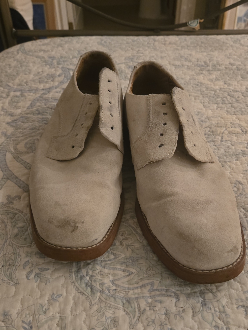 Florsheim Men's Suede Lace-Up Oxfords in Light Beige